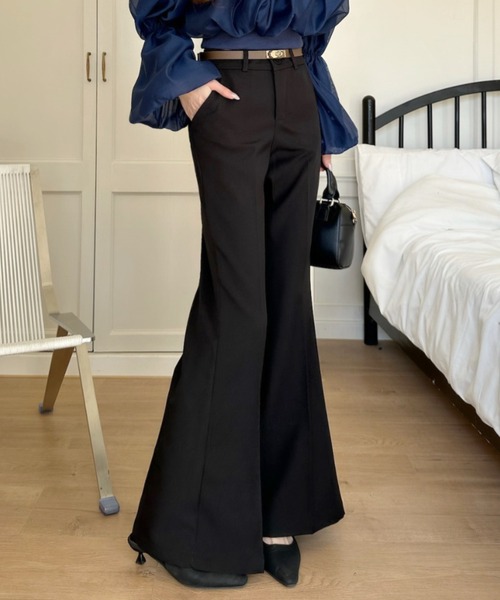 Ada.（エイダ）の「きれいめ ハイウエスト センタープレス フレアスラックス（スラックス・レディース・ベージュ/ブラック/グレー・S/M/L）」の7枚目の写真