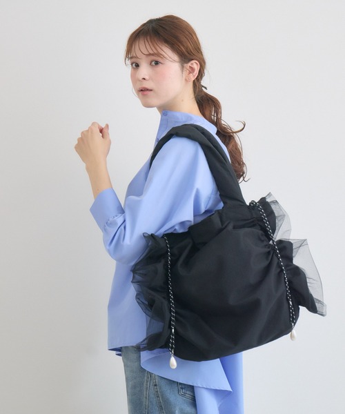 KATHARINE ROSS（キャサリンロス）の「【KATHARINE ROSS】【HELOYSE】キャンディーチュールトート（トートバッグ・レディース・ベージュ/ブラック・MEDIUM）」の6枚目の写真