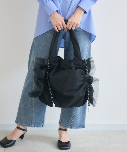 KATHARINE ROSS（キャサリンロス）の「【KATHARINE ROSS】【HELOYSE】キャンディーチュールトート（トートバッグ・レディース・ベージュ/ブラック・MEDIUM）」の8枚目の写真