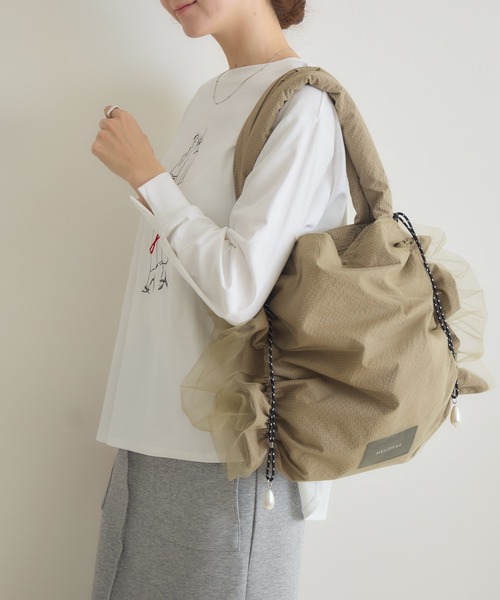 KATHARINE ROSS（キャサリンロス）の「【KATHARINE ROSS】【HELOYSE】キャンディーチュールトート（トートバッグ・レディース・ベージュ/ブラック・MEDIUM）」の18枚目の写真