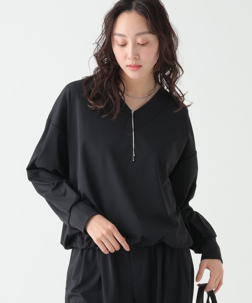 Elura(エルーラ)の「ハイテンションプルオーバー/650196(Tシャツ/カットソー・レディース・ブラック/カーキ/ベージュ・FREE)」の2枚目の写真