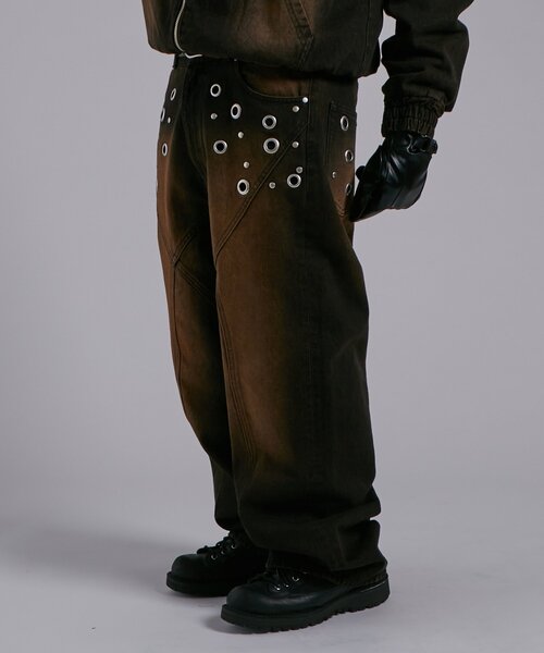 WHO'S WHO gallery(フーズフーギャラリー)の「アイレットスタッズスウィッチングブラストデニム(デニムパンツ・レディース・ネイビー/サックスブルー/ブラック・FREE)」の19枚目の写真