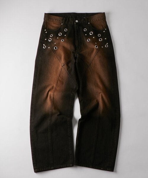 WHO'S WHO gallery(フーズフーギャラリー)の「アイレットスタッズスウィッチングブラストデニム(デニムパンツ・レディース・ネイビー/サックスブルー/ブラック・FREE)」の7枚目の写真