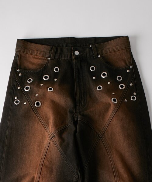 WHO'S WHO gallery(フーズフーギャラリー)の「アイレットスタッズスウィッチングブラストデニム(デニムパンツ・レディース・ネイビー/サックスブルー/ブラック・FREE)」の8枚目の写真