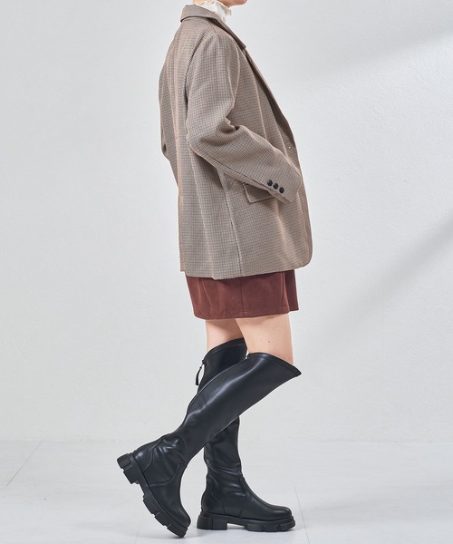 セール】スラントカット ストレッチ ニーハイ ブーツ（ブーツ