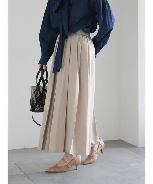 Te chichi（テチチ）の「ダブルタックフレアスカート（スカート・レディース・ライトベージュ/ネイビー/グリーン・S/M）」の2枚目の写真