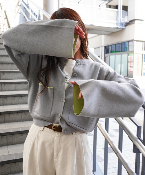 gossara（ゴサラ）の「レーヨンポリダブルフェイスCD（カーディガン/ボレロ・レディース・チャコール/ベージュ/グレー・FREE）」の14枚目の写真