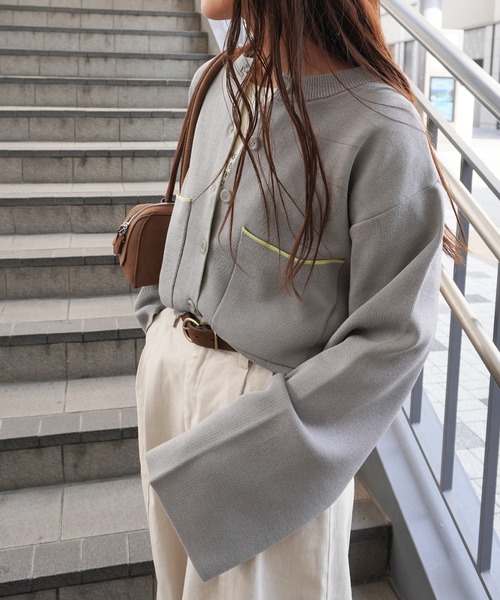 gossara（ゴサラ）の「レーヨンポリダブルフェイスCD（カーディガン/ボレロ・レディース・チャコール/ベージュ/グレー・FREE）」の15枚目の写真