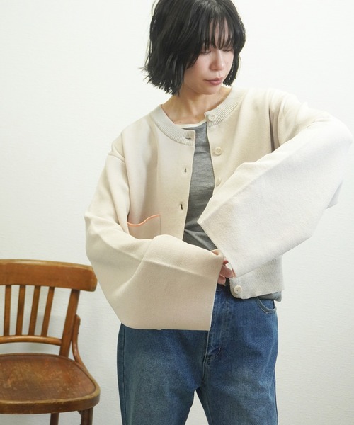 gossara（ゴサラ）の「レーヨンポリダブルフェイスCD（カーディガン/ボレロ・レディース・チャコール/ベージュ/グレー・FREE）」の22枚目の写真