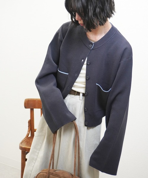 gossara（ゴサラ）の「レーヨンポリダブルフェイスCD（カーディガン/ボレロ・レディース・チャコール/ベージュ/グレー・FREE）」の5枚目の写真