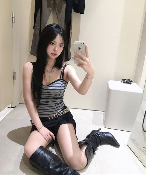 THE MYSTERIOUS HOTEL（ザミステリアスホテル）の「LACE STRIPE CORSET [GREY]（Tシャツ/カットソー・レディース・その他・FREE）」の5枚目の写真
