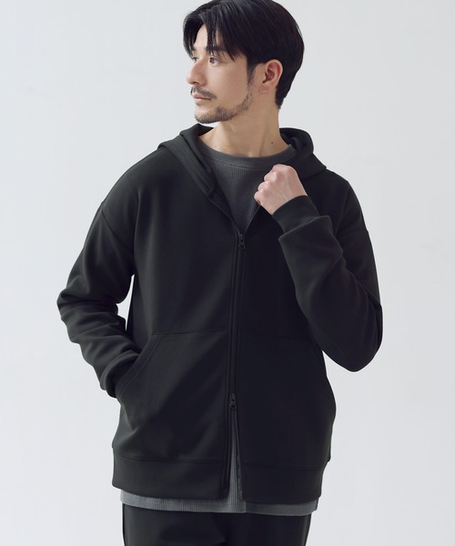 SPU(スプ)の「【セットアップ対応】防シワ・抗ピリング・ウォッシャブル ハイポンチダブルZIPパーカー(パーカー・メンズ・グレー/杢グレー/グレー系/ブラック/チャコール/ネイビー・S/M/L/XL)」の7枚目の写真