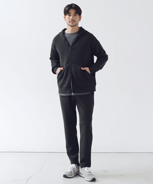 SPU(スプ)の「【セットアップ対応】防シワ・抗ピリング・ウォッシャブル ハイポンチダブルZIPパーカー(パーカー・メンズ・グレー/杢グレー/グレー系/ブラック/チャコール/ネイビー・S/M/L/XL)」の9枚目の写真