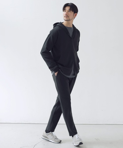 SPU(スプ)の「【セットアップ対応】防シワ・抗ピリング・ウォッシャブル ハイポンチダブルZIPパーカー(パーカー・メンズ・グレー/杢グレー/グレー系/ブラック/チャコール/ネイビー・S/M/L/XL)」の11枚目の写真