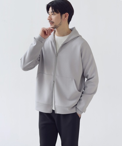 SPU(スプ)の「【セットアップ対応】防シワ・抗ピリング・ウォッシャブル ハイポンチダブルZIPパーカー(パーカー・メンズ・グレー/杢グレー/グレー系/ブラック/チャコール/ネイビー・S/M/L/XL)」の12枚目の写真