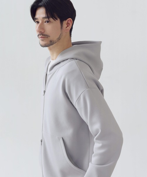 SPU(スプ)の「【セットアップ対応】防シワ・抗ピリング・ウォッシャブル ハイポンチダブルZIPパーカー(パーカー・メンズ・グレー/杢グレー/グレー系/ブラック/チャコール/ネイビー・S/M/L/XL)」の13枚目の写真