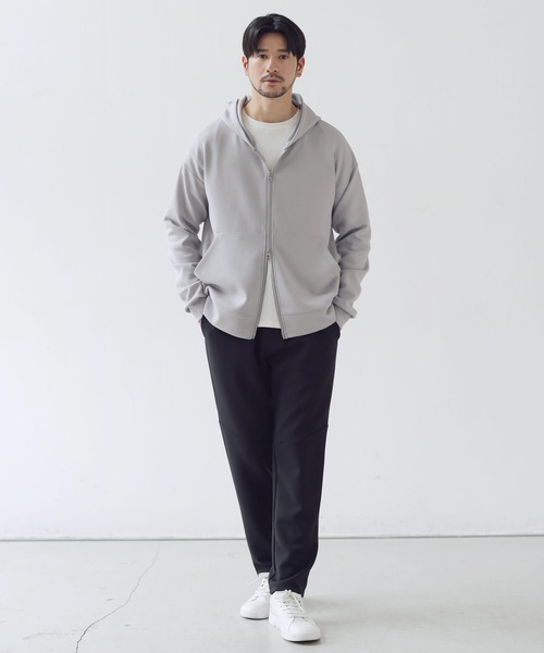 SPU(スプ)の「【セットアップ対応】防シワ・抗ピリング・ウォッシャブル ハイポンチダブルZIPパーカー(パーカー・メンズ・グレー/杢グレー/グレー系/ブラック/チャコール/ネイビー・S/M/L/XL)」の15枚目の写真