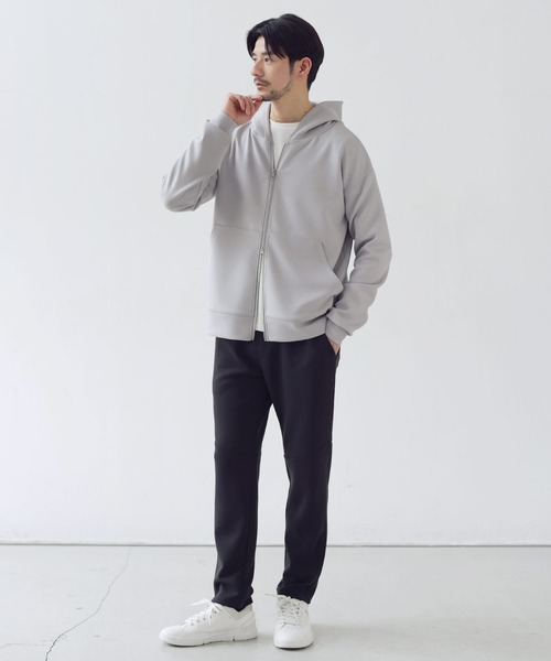 SPU(スプ)の「【セットアップ対応】防シワ・抗ピリング・ウォッシャブル ハイポンチダブルZIPパーカー(パーカー・メンズ・グレー/杢グレー/グレー系/ブラック/チャコール/ネイビー・S/M/L/XL)」の16枚目の写真