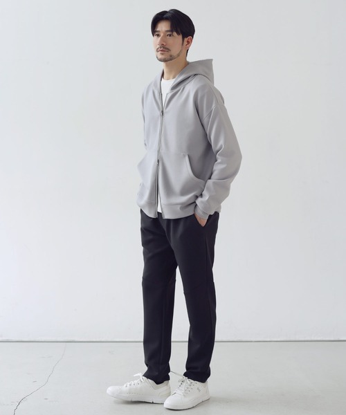SPU(スプ)の「【セットアップ対応】防シワ・抗ピリング・ウォッシャブル ハイポンチダブルZIPパーカー(パーカー・メンズ・グレー/杢グレー/グレー系/ブラック/チャコール/ネイビー・S/M/L/XL)」の17枚目の写真