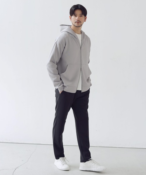 SPU(スプ)の「【セットアップ対応】防シワ・抗ピリング・ウォッシャブル ハイポンチダブルZIPパーカー(パーカー・メンズ・グレー/杢グレー/グレー系/ブラック/チャコール/ネイビー・S/M/L/XL)」の18枚目の写真