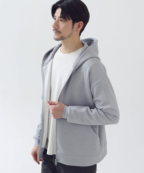 SPU(スプ)の「【セットアップ対応】防シワ・抗ピリング・ウォッシャブル ハイポンチダブルZIPパーカー(パーカー・メンズ・グレー/杢グレー/グレー系/ブラック/チャコール/ネイビー・S/M/L/XL)」の20枚目の写真