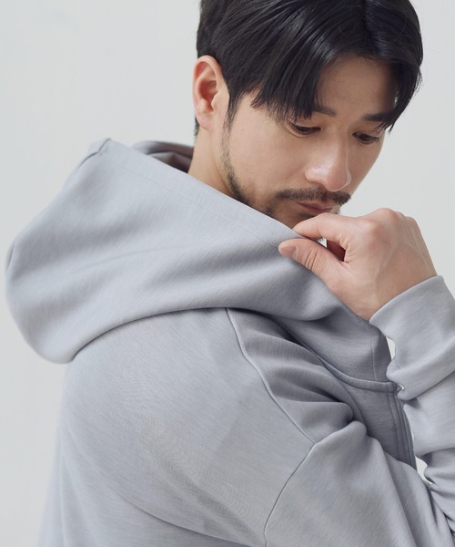 SPU(スプ)の「【セットアップ対応】防シワ・抗ピリング・ウォッシャブル ハイポンチダブルZIPパーカー(パーカー・メンズ・グレー/杢グレー/グレー系/ブラック/チャコール/ネイビー・S/M/L/XL)」の21枚目の写真