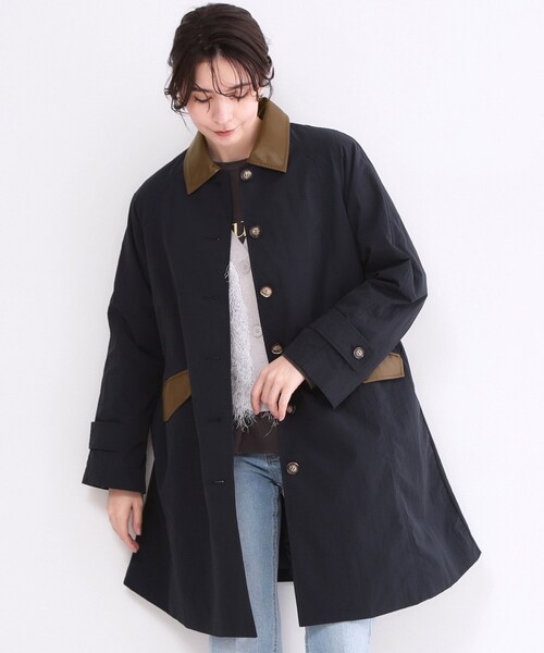 OPAQUE.CLIP（オペークドットクリップ）の「撥水ステンカラーコート【洗える】（ステンカラーコート・レディース・ベージュ/ネイビー・40/38）」の2枚目の写真