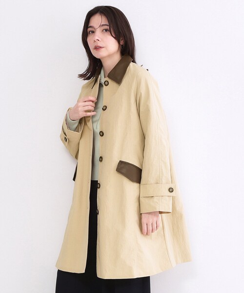 OPAQUE.CLIP（オペークドットクリップ）の「撥水ステンカラーコート【洗える】（ステンカラーコート・レディース・ベージュ/ネイビー・40/38）」の3枚目の写真