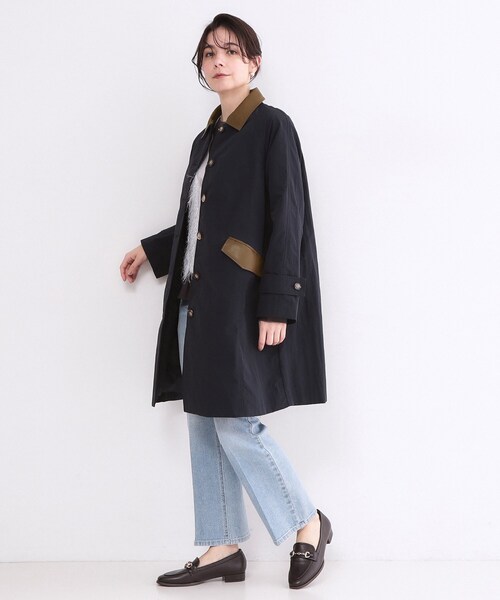 OPAQUE.CLIP（オペークドットクリップ）の「撥水ステンカラーコート【洗える】（ステンカラーコート・レディース・ベージュ/ネイビー・40/38）」の8枚目の写真