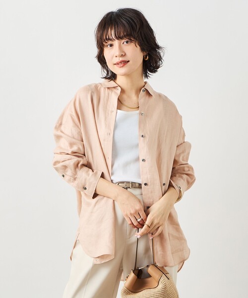 NOLLEY’S(ノーリーズ)の「MY STANDARD マルチWAYリネンシャツ(シャツ/ブラウス・レディース・クリーム/サックスブルー/サーモンピンク/ホワイト/ミント・FREE)」の5枚目の写真