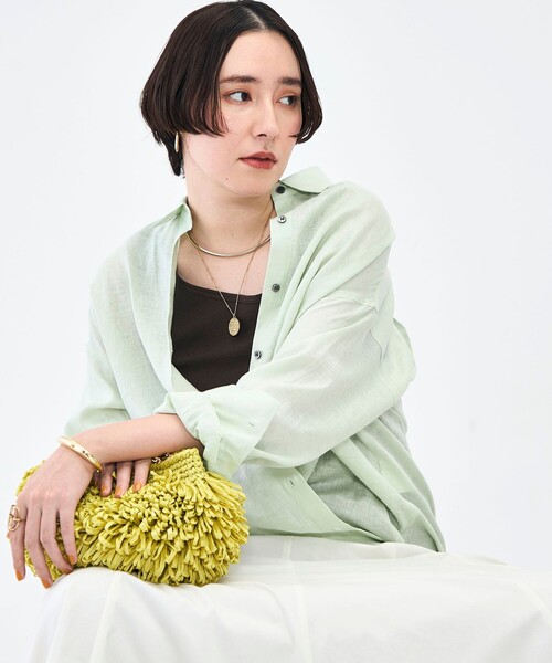 NOLLEY’S(ノーリーズ)の「MY STANDARD マルチWAYリネンシャツ(シャツ/ブラウス・レディース・クリーム/サックスブルー/サーモンピンク/ホワイト/ミント・FREE)」の1枚目の写真