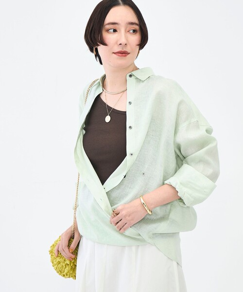 NOLLEY’S(ノーリーズ)の「MY STANDARD マルチWAYリネンシャツ(シャツ/ブラウス・レディース・クリーム/サックスブルー/サーモンピンク/ホワイト/ミント・FREE)」の13枚目の写真