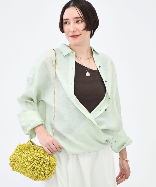 NOLLEY’S(ノーリーズ)の「MY STANDARD マルチWAYリネンシャツ(シャツ/ブラウス・レディース・クリーム/サックスブルー/サーモンピンク/ホワイト/ミント・FREE)」の14枚目の写真