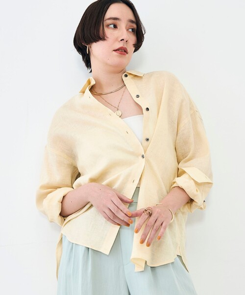 NOLLEY’S(ノーリーズ)の「MY STANDARD マルチWAYリネンシャツ(シャツ/ブラウス・レディース・クリーム/サックスブルー/サーモンピンク/ホワイト/ミント・FREE)」の8枚目の写真