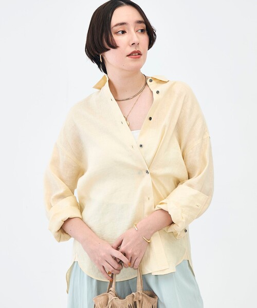 NOLLEY’S(ノーリーズ)の「MY STANDARD マルチWAYリネンシャツ(シャツ/ブラウス・レディース・クリーム/サックスブルー/サーモンピンク/ホワイト/ミント・FREE)」の10枚目の写真