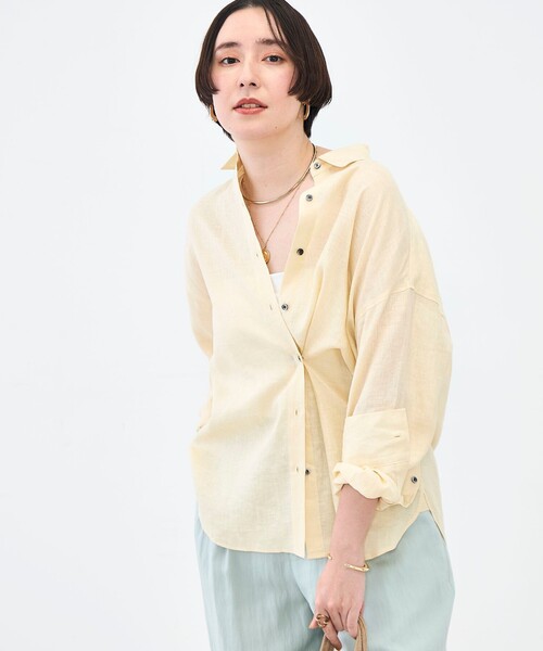 NOLLEY’S(ノーリーズ)の「MY STANDARD マルチWAYリネンシャツ(シャツ/ブラウス・レディース・クリーム/サックスブルー/サーモンピンク/ホワイト/ミント・FREE)」の11枚目の写真