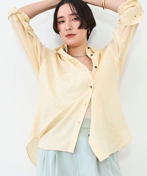 NOLLEY’S(ノーリーズ)の「MY STANDARD マルチWAYリネンシャツ(シャツ/ブラウス・レディース・クリーム/サックスブルー/サーモンピンク/ホワイト/ミント・FREE)」の14枚目の写真