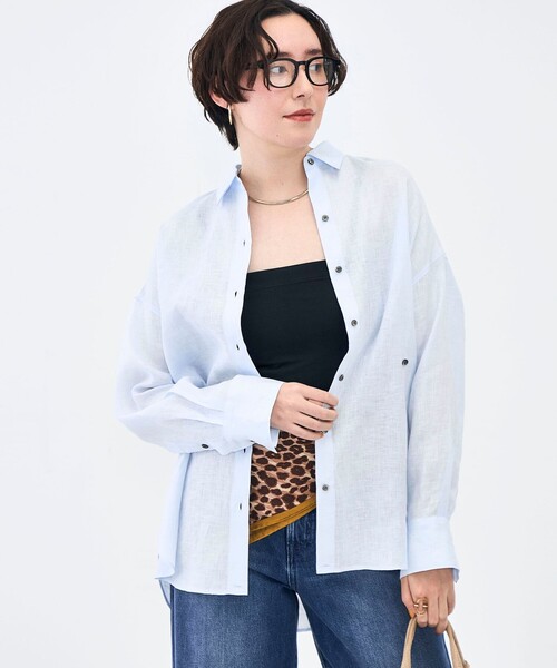 NOLLEY’S(ノーリーズ)の「MY STANDARD マルチWAYリネンシャツ(シャツ/ブラウス・レディース・クリーム/サックスブルー/サーモンピンク/ホワイト/ミント・FREE)」の17枚目の写真