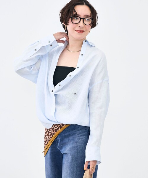 NOLLEY’S(ノーリーズ)の「MY STANDARD マルチWAYリネンシャツ(シャツ/ブラウス・レディース・クリーム/サックスブルー/サーモンピンク/ホワイト/ミント・FREE)」の20枚目の写真