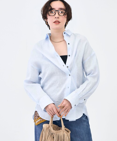 NOLLEY’S(ノーリーズ)の「MY STANDARD マルチWAYリネンシャツ(シャツ/ブラウス・レディース・クリーム/サックスブルー/サーモンピンク/ホワイト/ミント・FREE)」の22枚目の写真