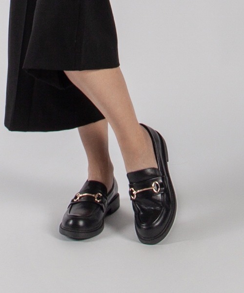 ALL BLACK(オールブラック)の「【本革/2.5cmヒール】ビットローファー(ローファー・レディース・ブラック・37/38/39)」の1枚目の写真