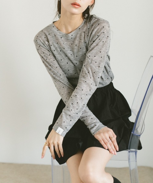 VANNIE U(ヴァニーユー)の「シアードットカットソー(Tシャツ/カットソー・レディース・ホワイト/グレー・FREE)」の21枚目の写真