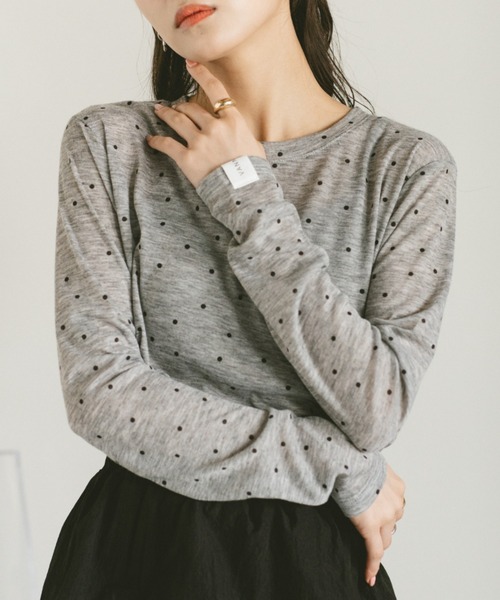 VANNIE U(ヴァニーユー)の「シアードットカットソー(Tシャツ/カットソー・レディース・ホワイト/グレー・FREE)」の16枚目の写真