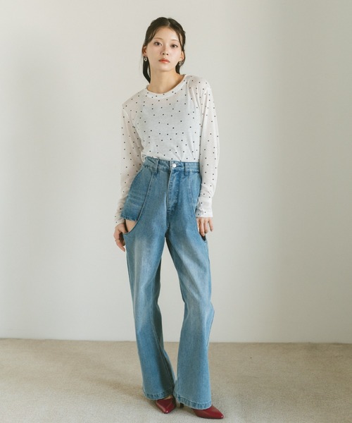 VANNIE U(ヴァニーユー)の「シアードットカットソー(Tシャツ/カットソー・レディース・ホワイト/グレー・FREE)」の9枚目の写真