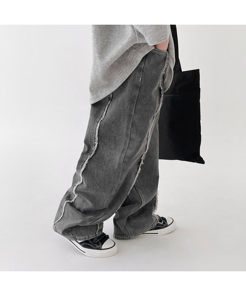 BERRYCLOSET（ベリークローゼット）の「レコードカットデニムパンツ（デニムパンツ・レディース・ブラック/ブルー・7号/09号/11号/13号/15号/17号/19号）」の2枚目の写真