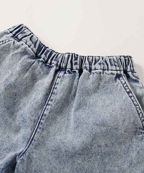 devirock（デビロック）の「ハートポケット 裾フリル ライトオンスデニム ショートパンツ（デニムパンツ・キッズ・ネイビー系/ブルー系・130cm/140cm/150cm/160cm/110cm/100cm/120cm）」の6枚目の写真