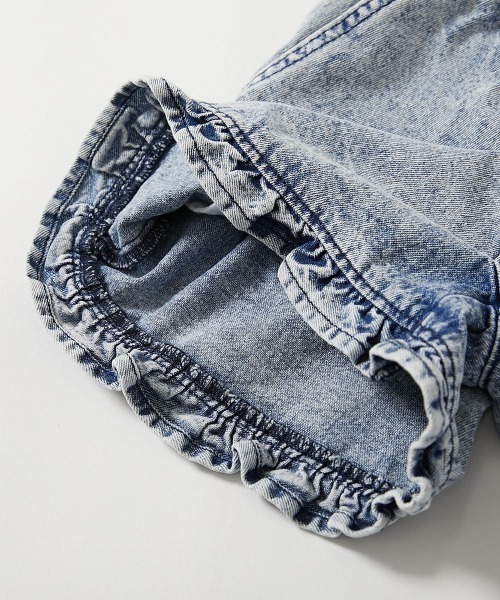devirock（デビロック）の「ハートポケット 裾フリル ライトオンスデニム ショートパンツ（デニムパンツ・キッズ・ネイビー系/ブルー系・130cm/140cm/150cm/160cm/110cm/100cm/120cm）」の9枚目の写真