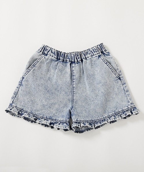 devirock（デビロック）の「ハートポケット 裾フリル ライトオンスデニム ショートパンツ（デニムパンツ・キッズ・ネイビー系/ブルー系・130cm/140cm/150cm/160cm/110cm/100cm/120cm）」の11枚目の写真