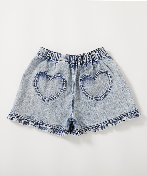 devirock（デビロック）の「ハートポケット 裾フリル ライトオンスデニム ショートパンツ（デニムパンツ・キッズ・ネイビー系/ブルー系・130cm/140cm/150cm/160cm/110cm/100cm/120cm）」の12枚目の写真