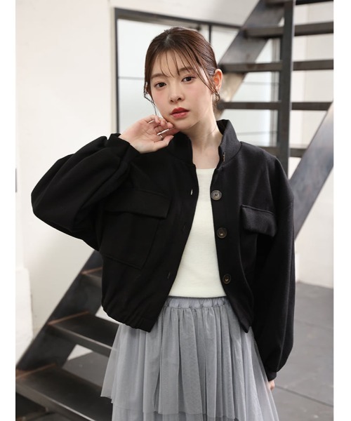fifth（フィフス）の「スタンドカラーポケットジャケット（テーラードジャケット・レディース・ブラック/グレー・M）」の3枚目の写真